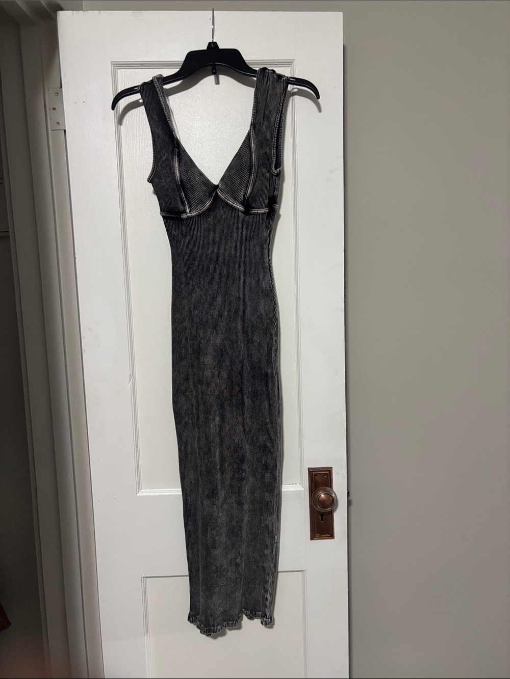 Lulu's Washed Black Fitted Sleeveless Maxi Dress with V-Neck